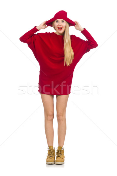 Pretty girl in red dress isolated on white Stock photo © Elnur