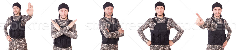Soldier isolated on the white background Stock photo © Elnur
