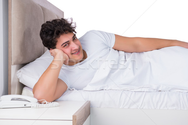 Homme lit souffrance insomnie triste dormir [[stock_photo]] © Elnur