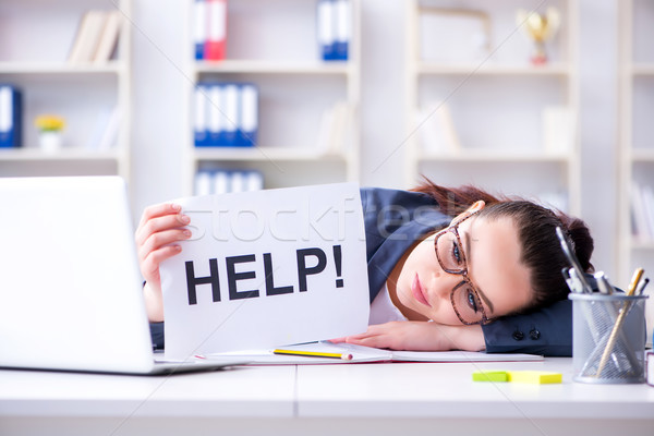 Stock foto: Geschäftsfrau · flehend · helfen · Büro · Frau · Papier