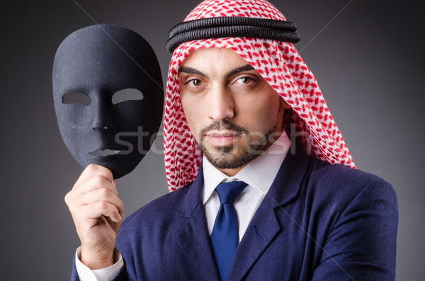 Arab with masks in dark studio Stock photo © Elnur