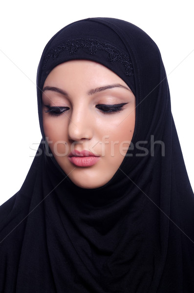 Muslim young woman wearing hijab on white Stock photo © Elnur