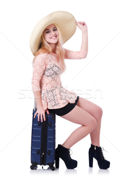 Jovem viajante isolado branco menina feliz Foto stock © Elnur