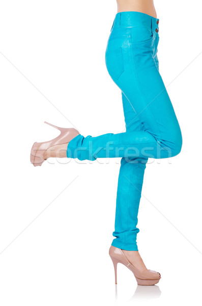 Femme jambes bleu pantalon modèle fond Photo stock © Elnur