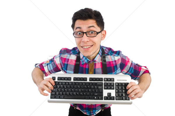 Computador nerd teclado isolado branco negócio Foto stock © Elnur