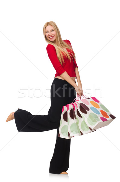 Mulher jovem calças isolado branco feliz moda Foto stock © Elnur