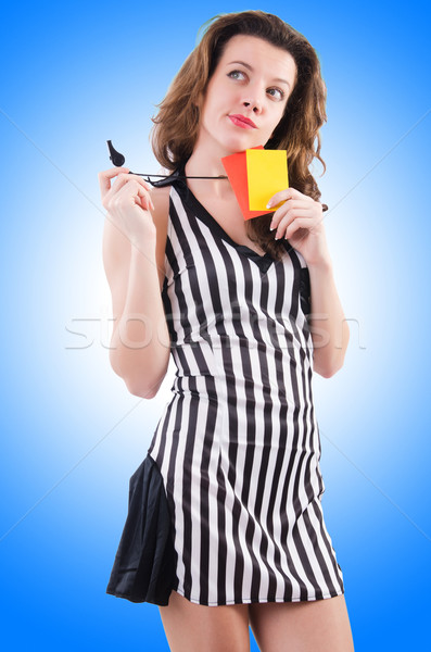 Woman referee with card on white Stock photo © Elnur