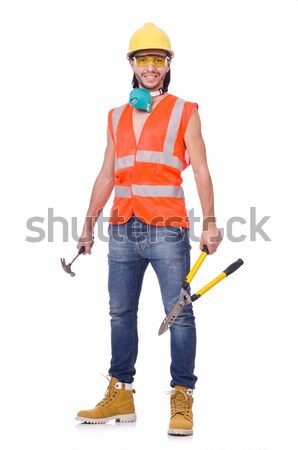 Young construction worker in helmet and briefs isolated on white Stock photo © Elnur