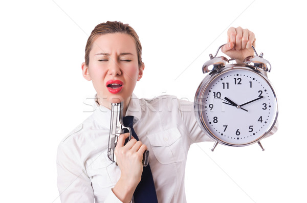 Kobieta zegar czasu biznesmen uruchomiony pracownika Zdjęcia stock © Elnur