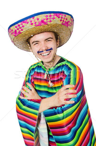 Grappig jonge Mexicaanse vals snor geïsoleerd Stockfoto © Elnur