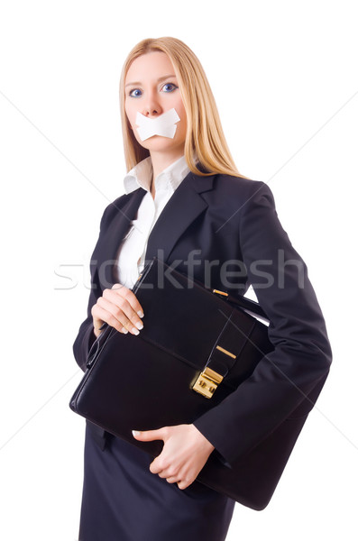 Stockfoto: Zakenvrouw · censuur · geïsoleerd · witte · business · glimlach