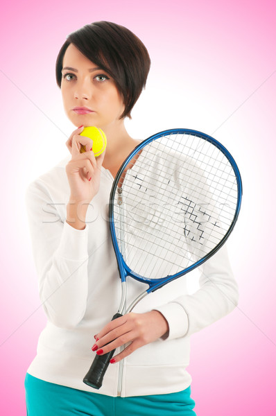 Young girl with tennis racket and bal isolated on white Stock photo © Elnur