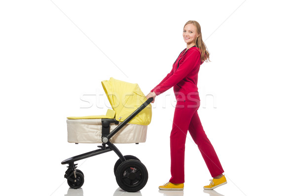 Woman with pram isolated on white Stock photo © Elnur