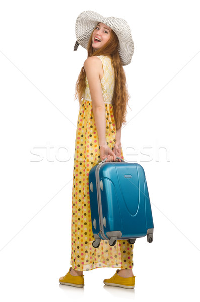 Frau bereit Sommer Reise isoliert weiß Stock foto © Elnur
