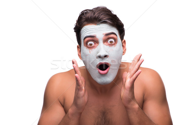 Homem lama máscara isolado homem branco branco Foto stock © Elnur