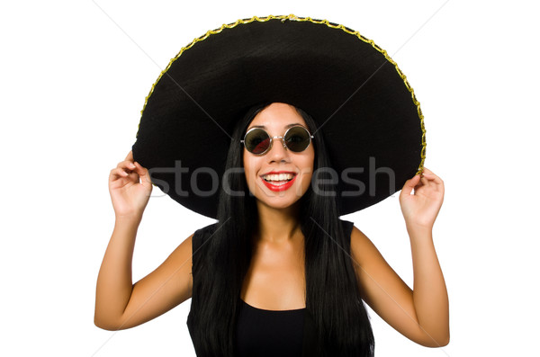 Młodych mexican kobieta sombrero odizolowany Zdjęcia stock © Elnur