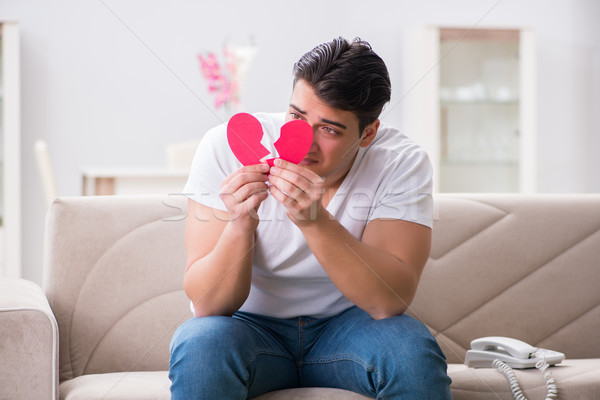 Stock photo: The young man in sad saint valentine concept