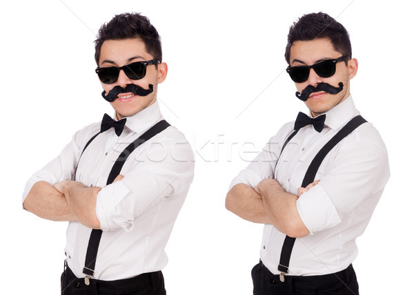 Moço bigode isolado branco moda empresário Foto stock © Elnur