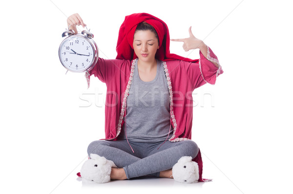 Hausfrau Uhr isoliert weiß Frau sexy Stock foto © Elnur