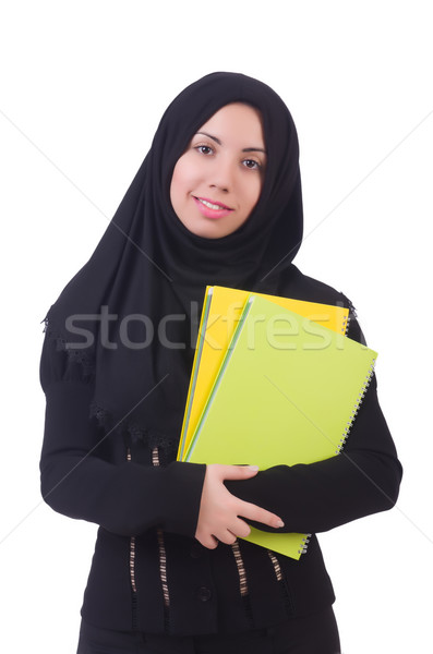 Stockfoto: Jonge · moslim · vrouwelijke · student · boeken · vrouw