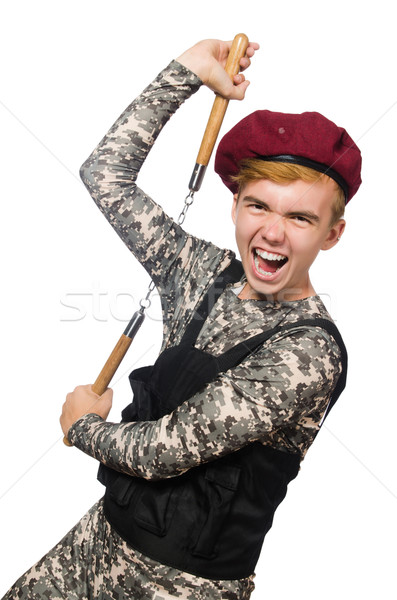 Funny soldier in military concept isolated on the white Stock photo © Elnur