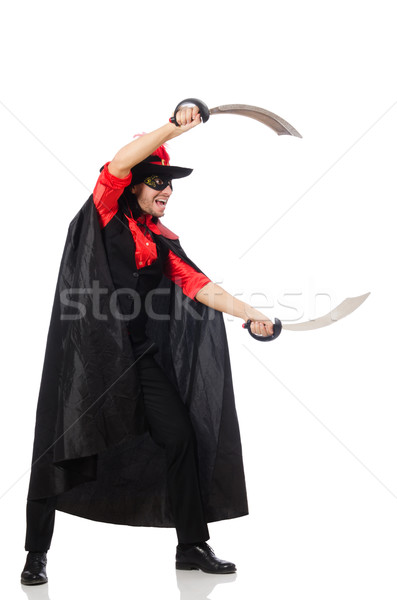 Young man in carnival coat with sword isolated on white Stock photo © Elnur