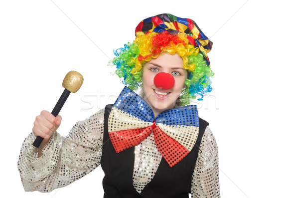 Female clown with maracas isolated on white Stock photo © Elnur