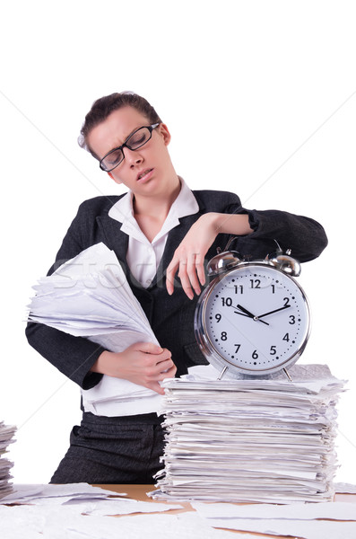 Woman businesswoman under stress missing her deadlines Stock photo © Elnur