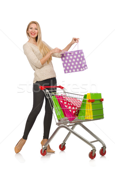 Woman after the christmas shopping Stock photo © Elnur
