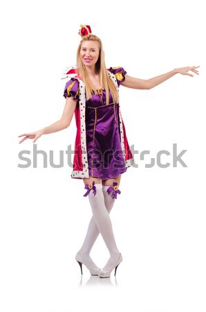 Cute girl in purple masquerade dress and crown isolated on white Stock photo © Elnur