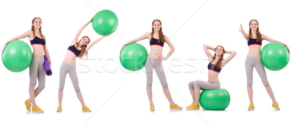 Set of photos with model and swiss ball Stock photo © Elnur