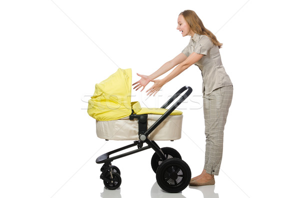 Woman with pram isolated on white Stock photo © Elnur