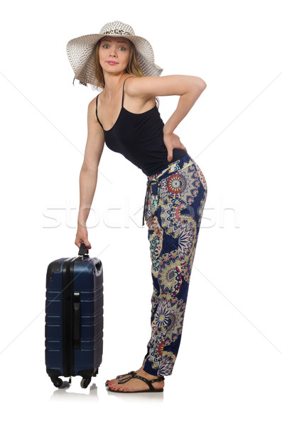 Woman ready for summer travel isolated on white Stock photo © Elnur