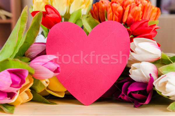 Tulips flowers arranged with copyspace for your text Stock photo © Elnur