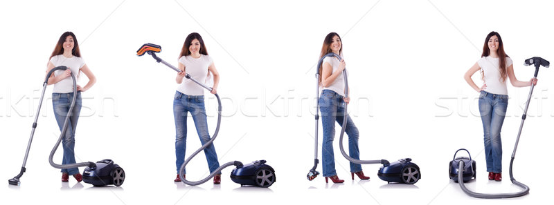 Collage of woman cleaning with vacuum cleaner Stock photo © Elnur