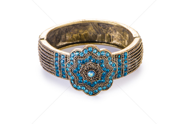 Or bijoux anneau isolé blanche chaîne [[stock_photo]] © Elnur