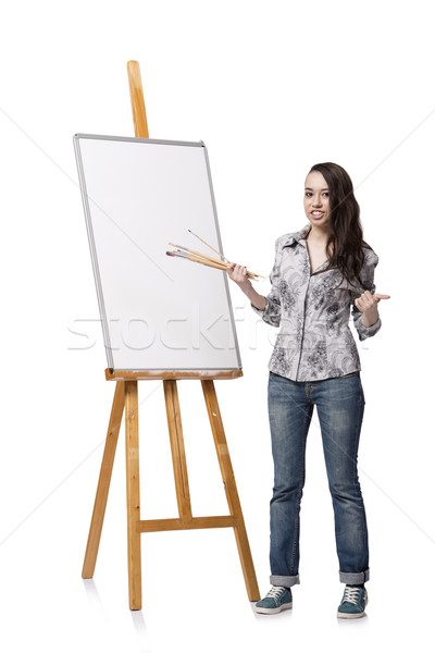 Female artist drawing picture isolated on white background Stock photo © Elnur