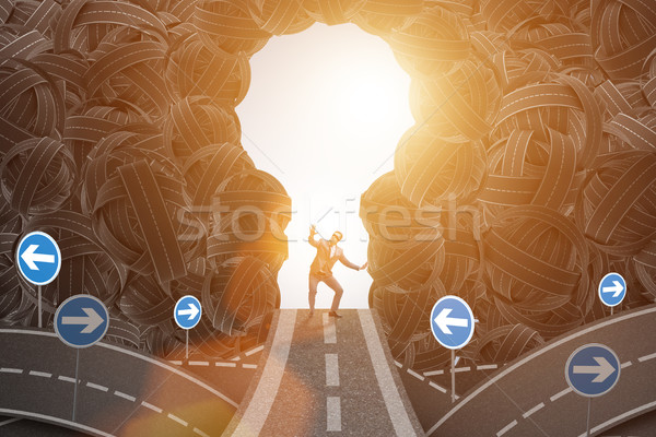 Foto stock: Empresário · incerteza · negócio · homem · trabalhar · futuro