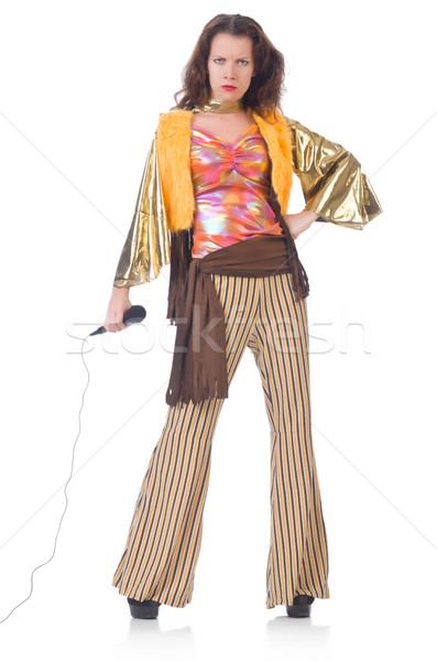 Stock photo: Woman in spanish clothing with mic