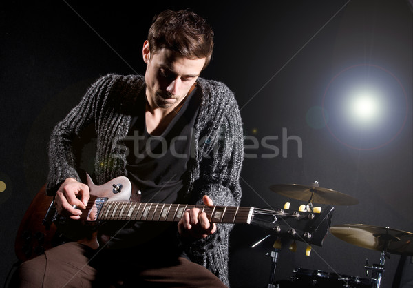 Foto stock: Homem · jogar · guitarra · concerto · música · festa