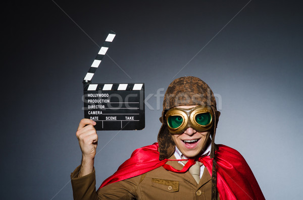 Funny pilot with goggles and helmet Stock photo © Elnur