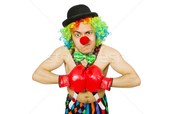 Clown with boxing gloves isolated on the white Stock photo © Elnur