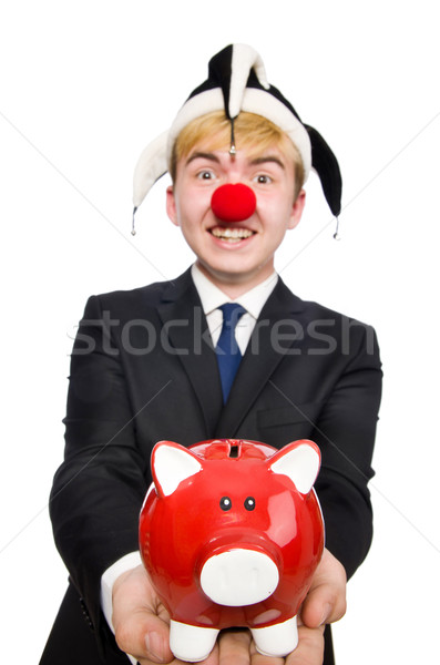 Clown spaarpot grappig geld gelukkig bril Stockfoto © Elnur