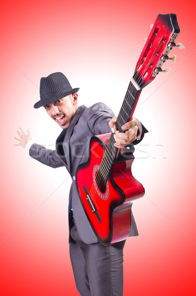 Gitarrist isoliert weiß Musik Party Hintergrund Stock foto © Elnur