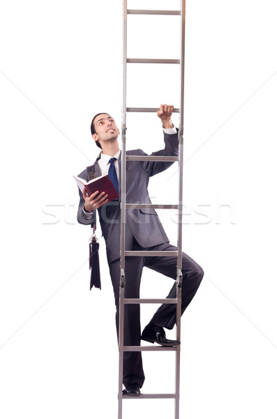 Businessman climbing the ladder isolated on white Stock photo © Elnur