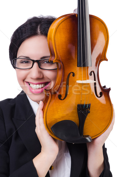 Сток-фото: женщину · скрипки · изолированный · белый · искусства · концерта