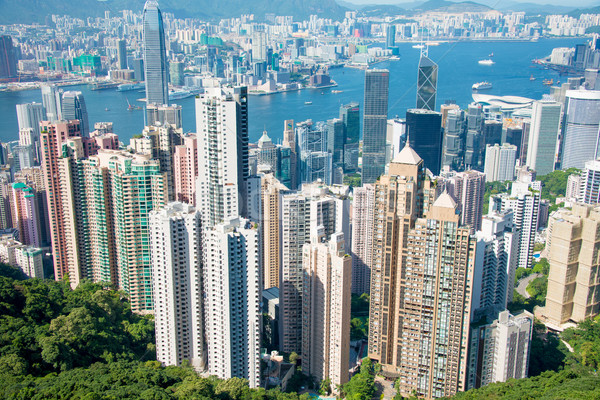 Ansicht Hongkong Tag Business Landschaft Meer Stock foto © Elnur