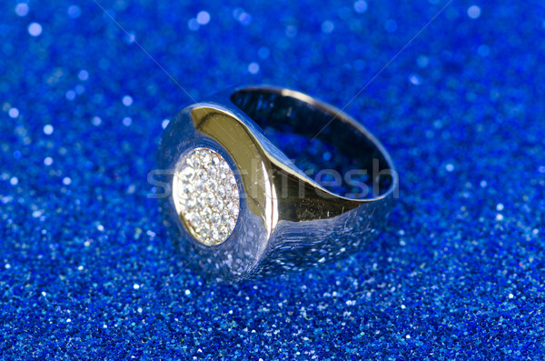 Biżuteria pierścień niebieski tle łańcucha diament Zdjęcia stock © Elnur