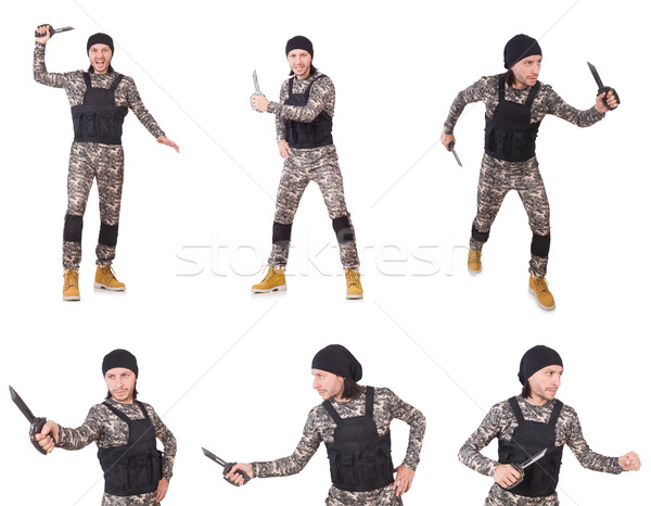 The soldier with knife isolated on white Stock photo © Elnur