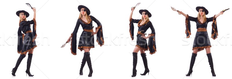 Woman pirate in various poses on white Stock photo © Elnur